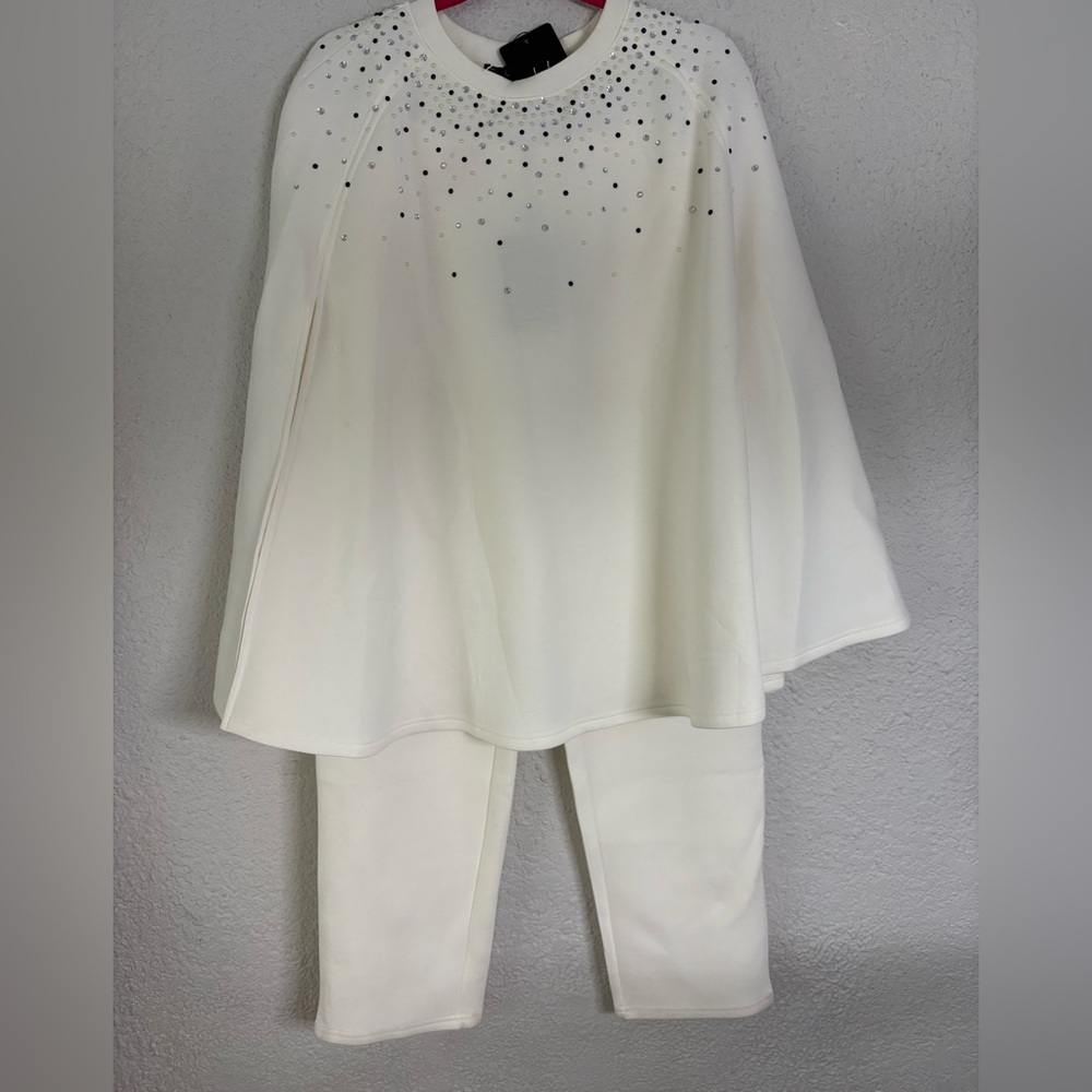 Joh Apparel embellished jacket with pants 2-piece set